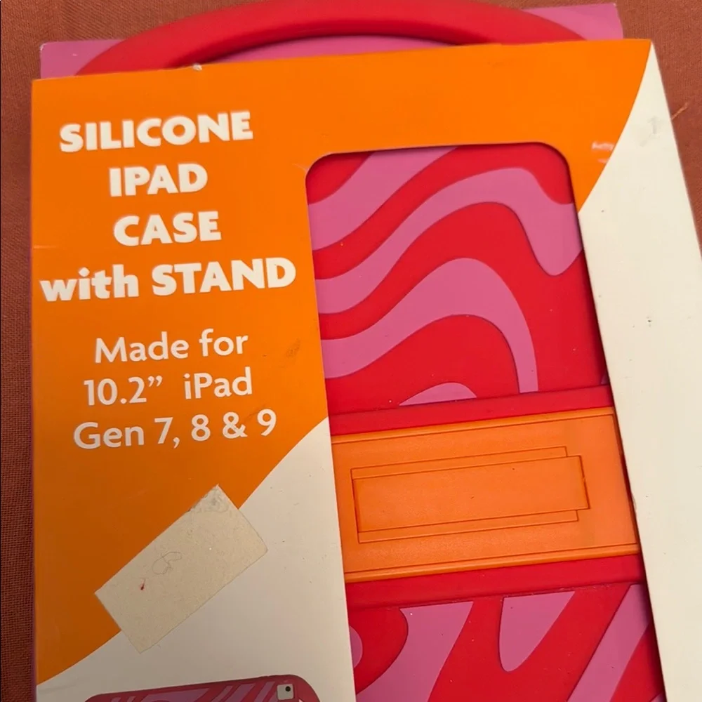 Silicone iPad Case with Stand - Pink and Orange
